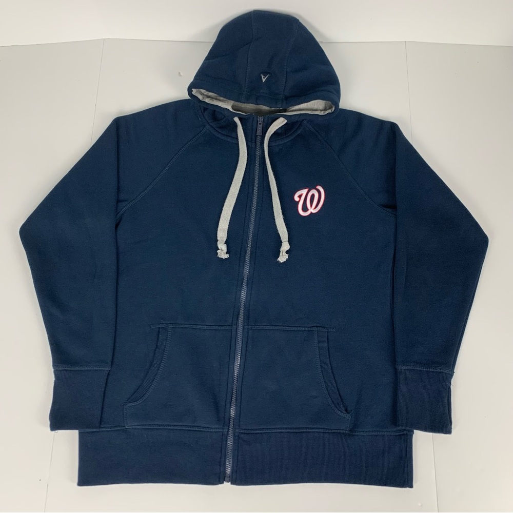 Washington Nationals Hoodie Full Zip Blue Fleece MLB Jacket Womens Size Large
